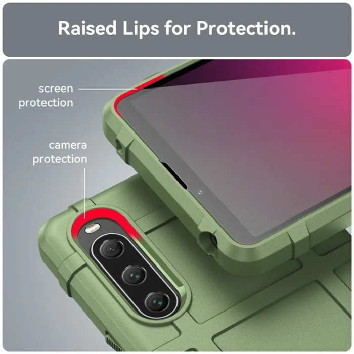 A-One Brand - Sony Xperia 10 V Mobilskal Rugged Square Grid - Grön