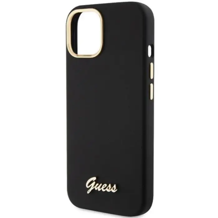 Guess - Guess iPhone 15 Mobilskal Silikon Script Metal Logo Frame
