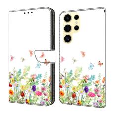OEM - Samsung Galaxy S26 Ultra Pl&aring;nboksfodral Konstl&auml;der M&ouml;nstertryck Blommor och Gr&auml;s