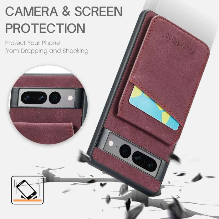 FIERRE SHANN - FIERRE SHANN Google Pixel 7 Pro Fodral RFID-Skydd PU+TPU - Röd