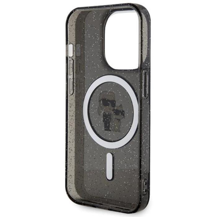KARL LAGERFELD - KARL LAGERFELD iPhone 15 Pro Mobilskal Magsafe Glitter - Svart