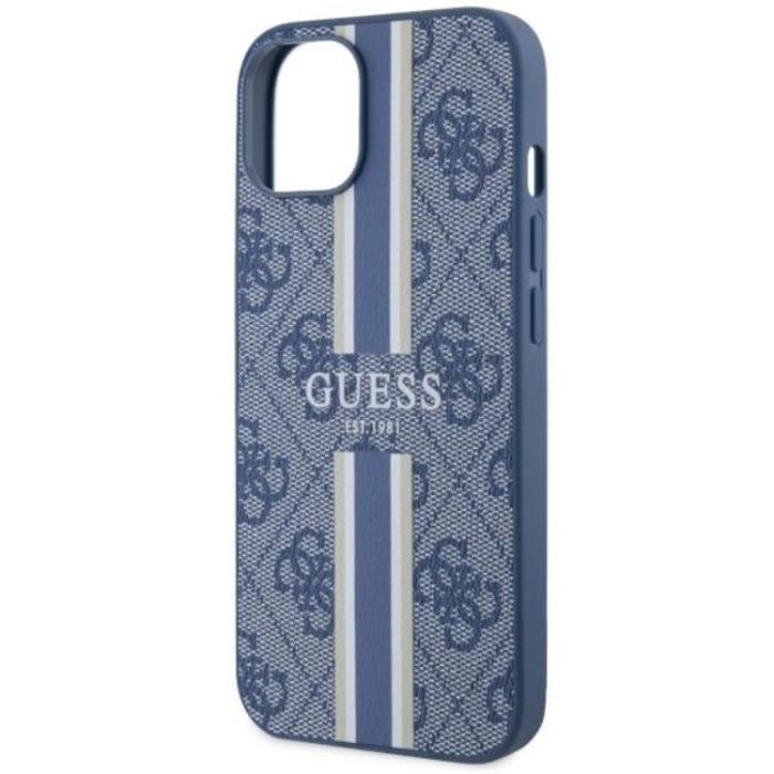 Guess - Guess iPhone 14 Plus Mobilskal MagSafe Printed Stripes Blå