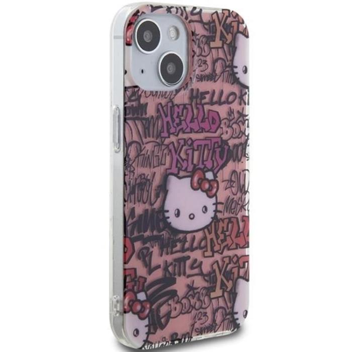 Hello Kitty - Hello Kitty iPhone 15 Mobilskal IML Tags Graffiti - Rosa