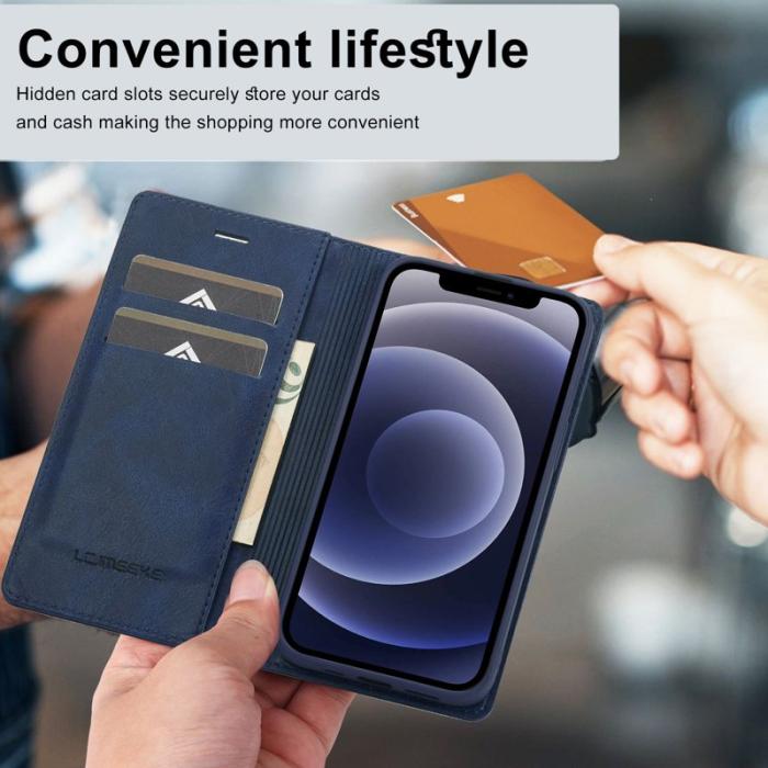 LC.imeeke - LC.IMEEKE iPhone 11 Plånboksfodral Konstläder - Blå