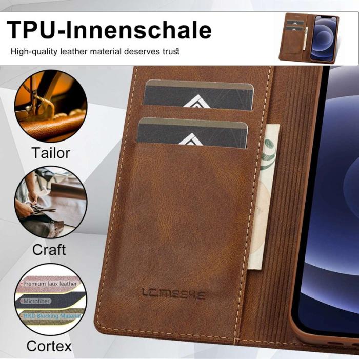 LC.imeeke - LC.IMEEKE iPhone 11 Plånboksfodral Konstläder - Brun