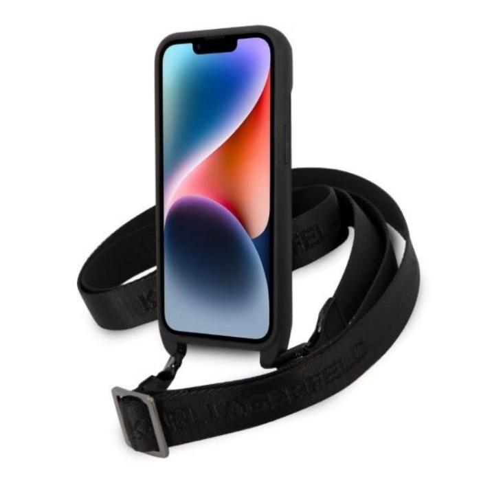 KARL LAGERFELD - Karl Lagerfeld iPhone 14 Skal med halsband Ikonik Patch - Svart