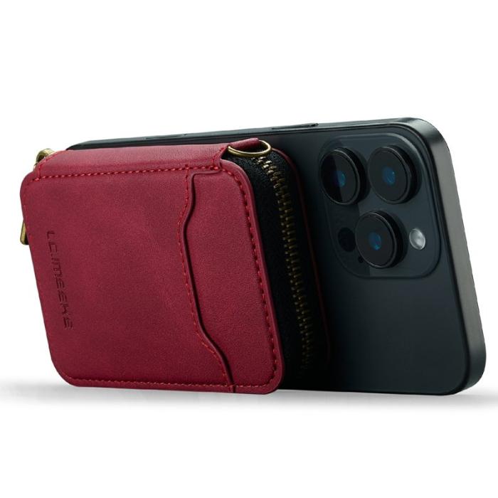 LC.imeeke - LC.IMEEKE L6 Plånboksfodral RFID Blocking Konstläder - Röd