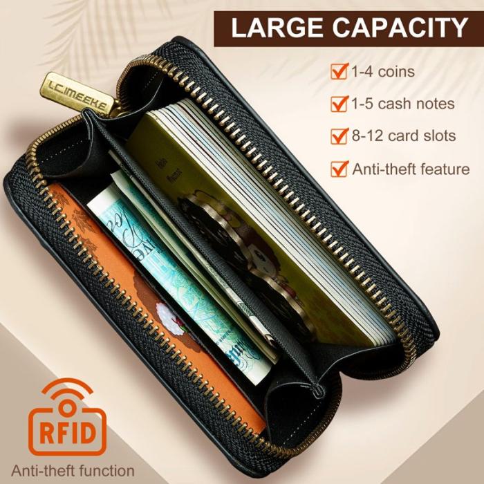 LC.imeeke - LC.IMEEKE L6 Plånboksfodral RFID Blocking Konstläder - Svart