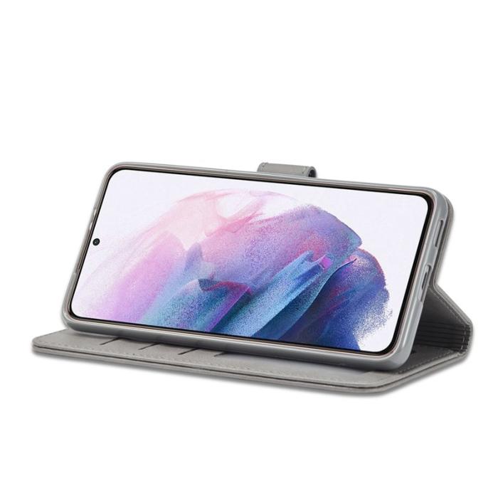 LC.imeeke - LC.IMEEKE Samsung Galaxy S22 5G Plånboksfodral Konstläder - Grå