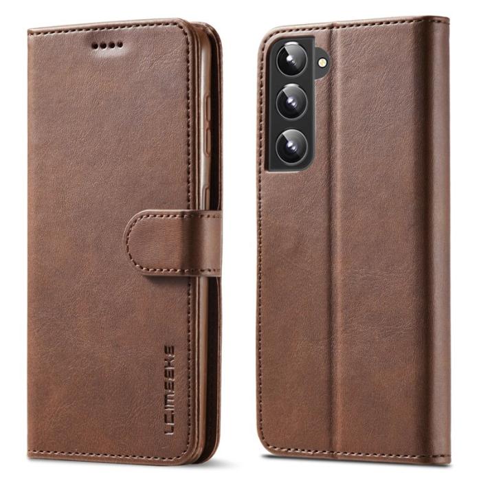 LC.imeeke - LC.IMEEKE Samsung Galaxy S22 5G Plånboksfodral Konstläder - Brun