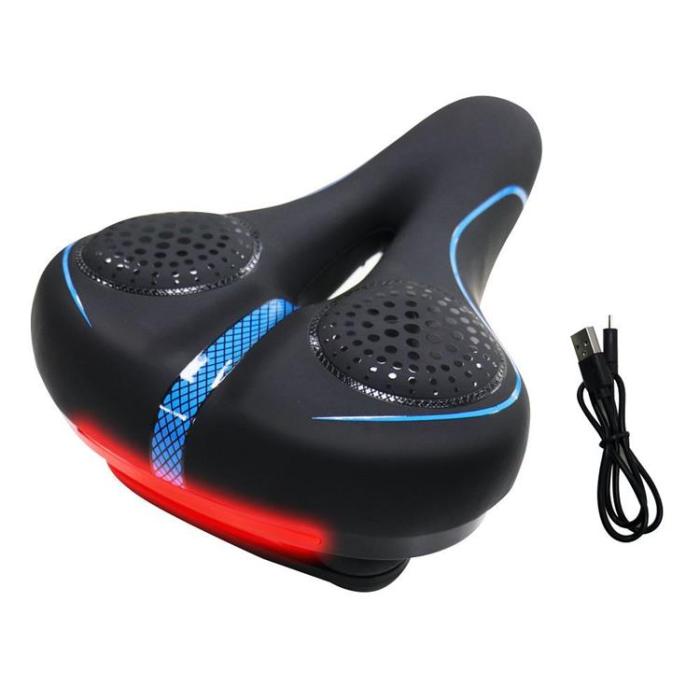 OEM - Cykel Saddle Med Built-in LED Lampa - Svart