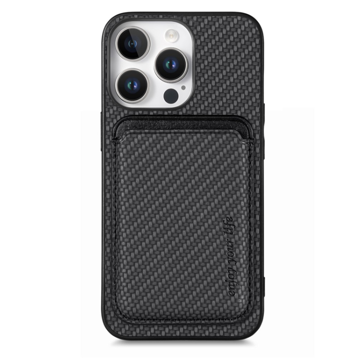 A-One Brand - iPhone 16 Pro Max Mobilskal korthållare Carbon Fiber - Svart