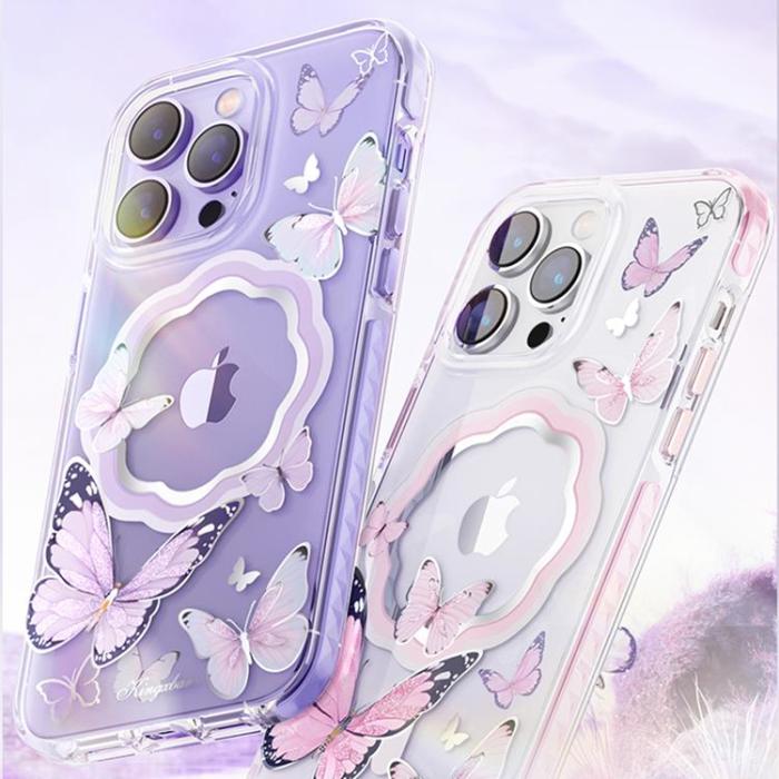 Kingxbar - Kingxbar iPhone 14 Plus Skal Magsafe Butterfly - Lila