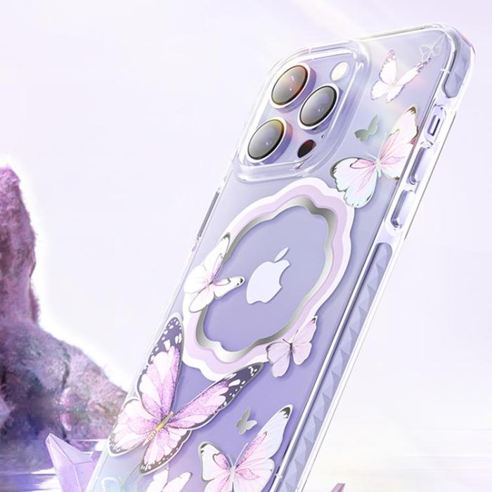 Kingxbar - Kingxbar iPhone 14 Plus Skal Magsafe Butterfly - Lila
