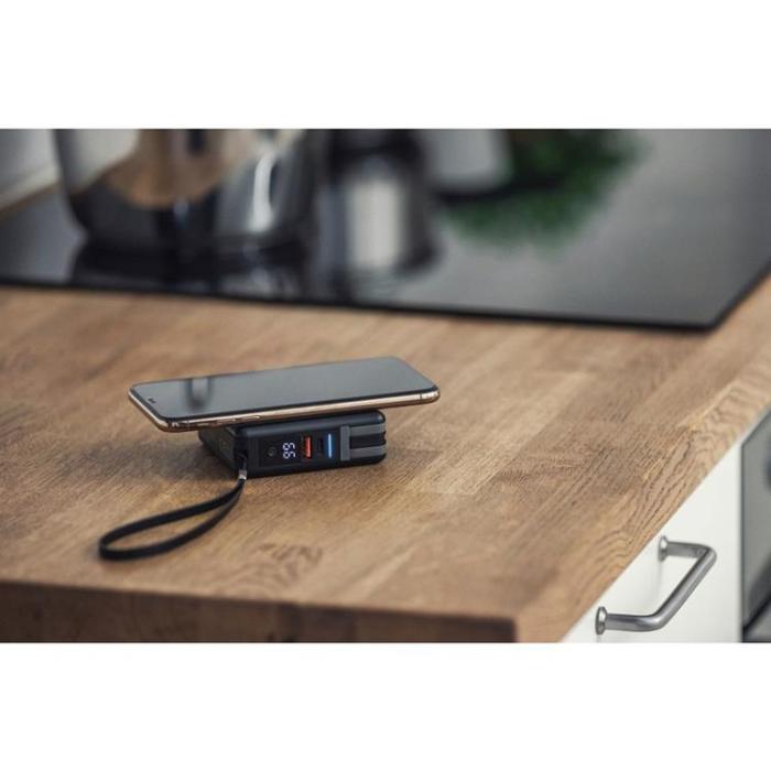 Forcell - Forcell 5in1 Laddare och Powerbank 10000 mAh USB-C/Lightning Kabel 20W - Svart