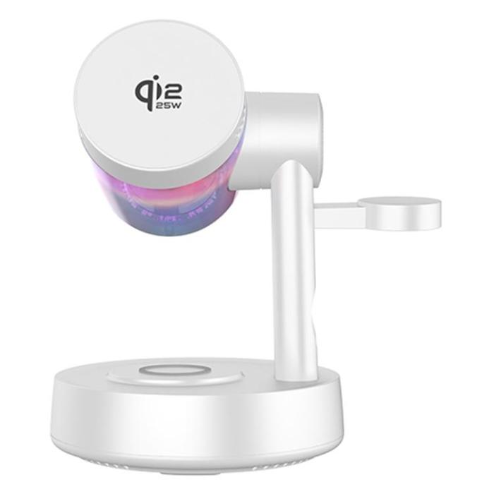 A-One Brand - Qi2.2 Magnetisk Trådlös Laddare 25W iPhone/Apple Watch/AirPods - Vit