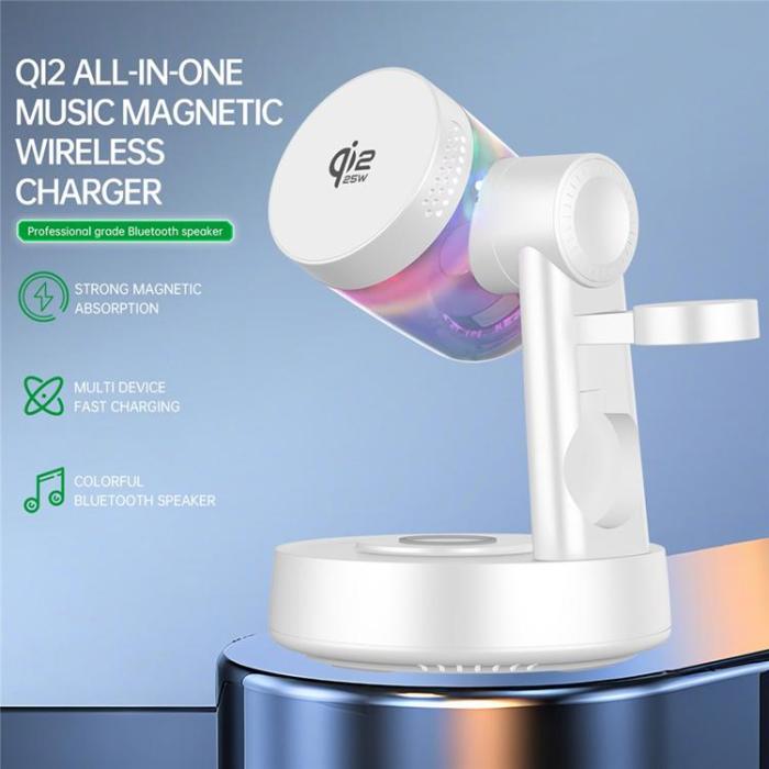 A-One Brand - Qi2.2 Magnetisk Trådlös Laddare 25W iPhone/Apple Watch/AirPods - Vit
