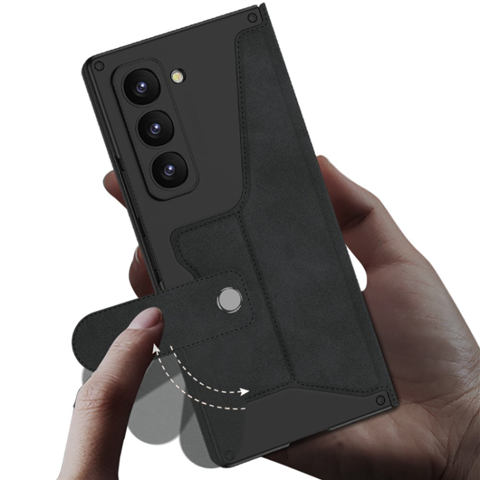 GKK - GKK Galaxy Z Fold 7 Plånboksfodral Pennhållare Med Härdat Glas - Grå