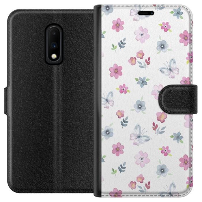 iSecrets - Plånboksfodral till OnePlus 7 med Blommor och fjärillar