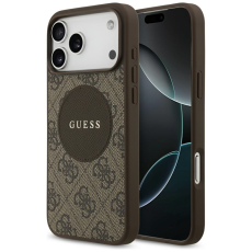 Guess - Guess iPhone 17 Pro Max Mobilskal MagSafe 4G Circle Classic Logo - Brun