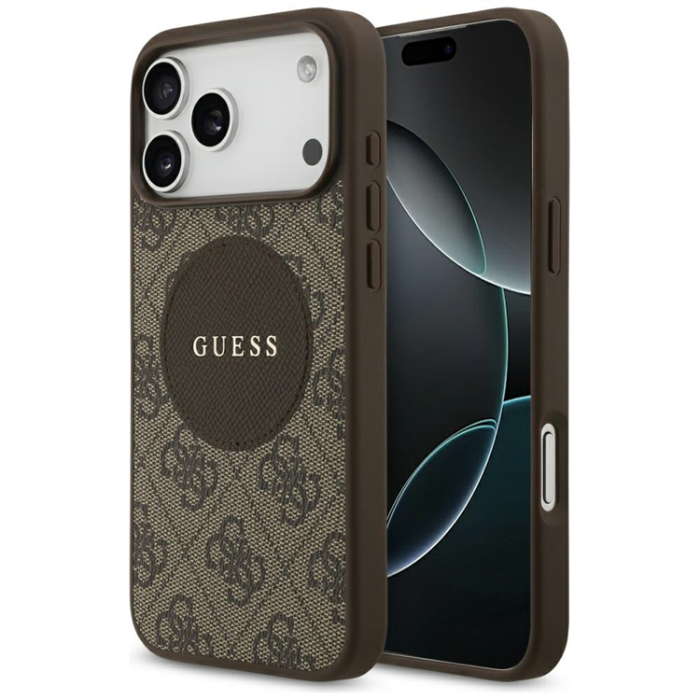 Guess - Guess iPhone 17 Pro Max Mobilskal MagSafe 4G Circle Classic Logo - Brun