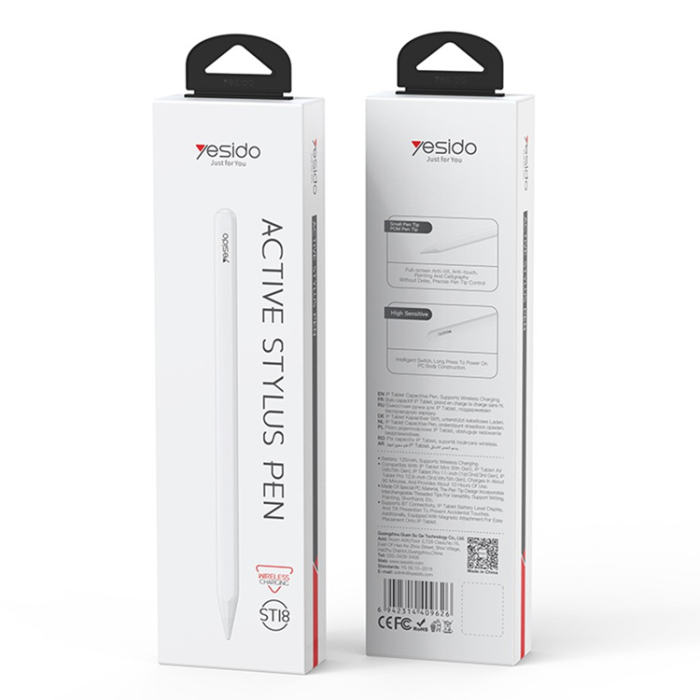 A-One Brand - YESIDO iPad Stylus Penna Trådlös Laddning Magnetisk Vit