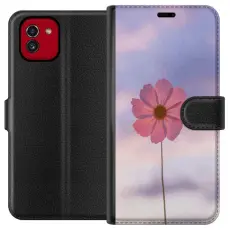 Gustaf - Pl&aring;nboksfodral till Samsung Galaxy A03 med Rosa blomma