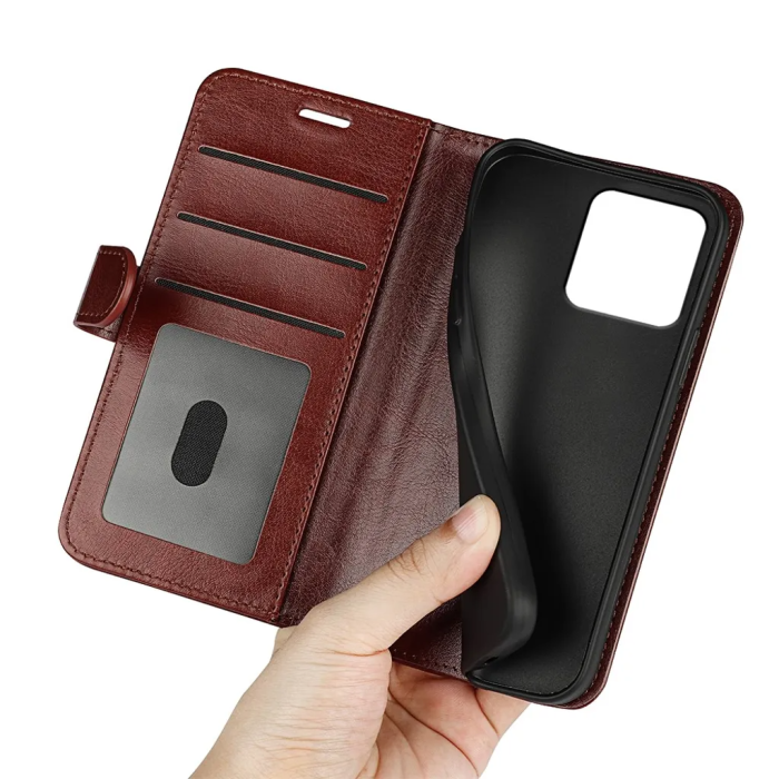 Taltech - iPhone 15 Plus Plånboksfodral Premium - Brun
