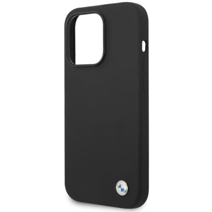 BMW - BMW iPhone 15 Pro Mobilskal Silikon Metal Logo - Svart