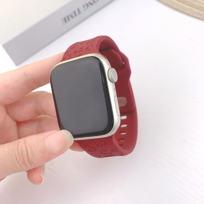 A-One Brand - Apple Watch (38/40/41mm) Armband Leopard Texture - Röd