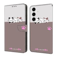 OEM - Samsung Galaxy S26 Plus Fodral F&auml;llbart St&auml;ll PU L&auml;der M&ouml;nster - Katter