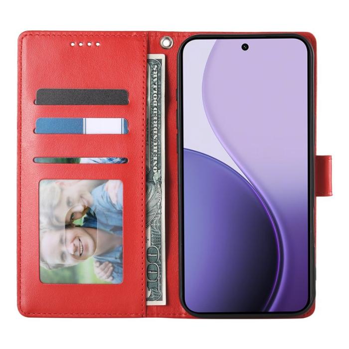 OEM - Samsung Galaxy S26 Plånboksfodral Fjäril Blommönster Konstläder - Röd