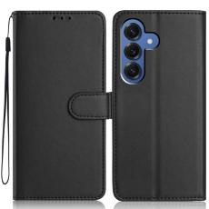 OEM - Samsung Galaxy S26 Plus Pl&aring;nboksfodral Konstl&auml;der Rem - Svart