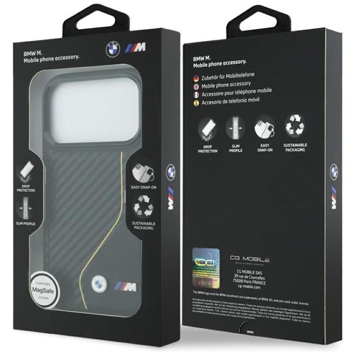 BMW - BMW iPhone 17 Pro Mobilskal MagSafe M Carbon Line & Logo - Gul