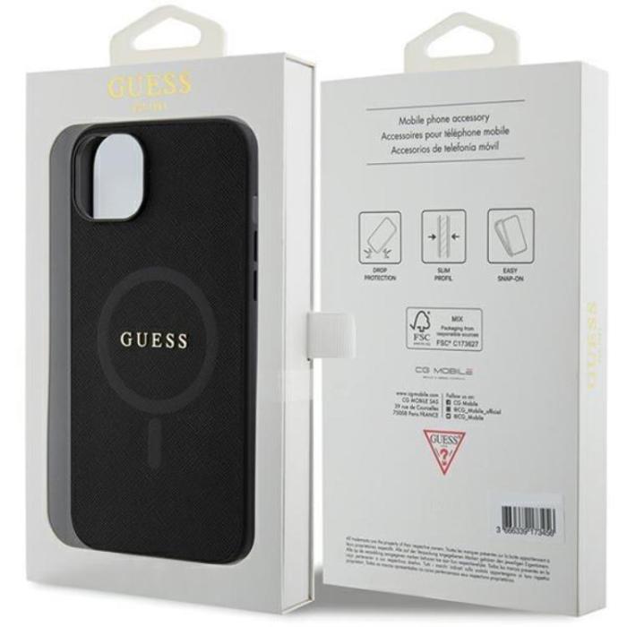 Guess - Guess iPhone 15 Plus Mobilskal Magsafe Saffiano - Svart