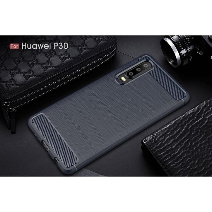 A-One Brand - Carbon Brushed Mobilskal till Huawei P30 - Blå