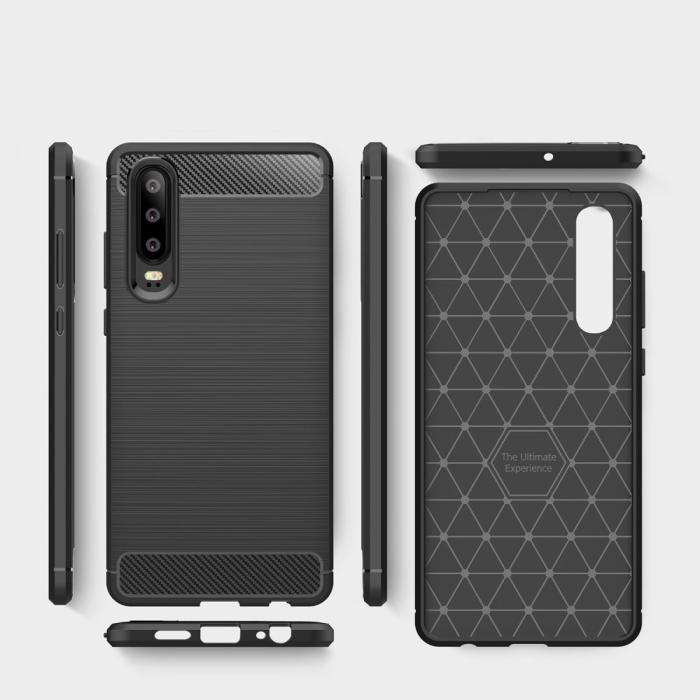 OEM - Carbon Brushed Mobilskal till Huawei P30 - Svart
