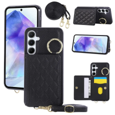A-One Brand - Galaxy A17 5G/4G Mobilskal Korthållare Kickstand Rhombus - Svart