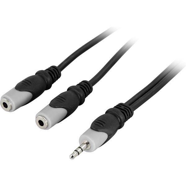 DELTACO Ljudkabel 1x3.5mm hane - 2x3.5mm hona 0.5 m | 1867 | AlltMobil