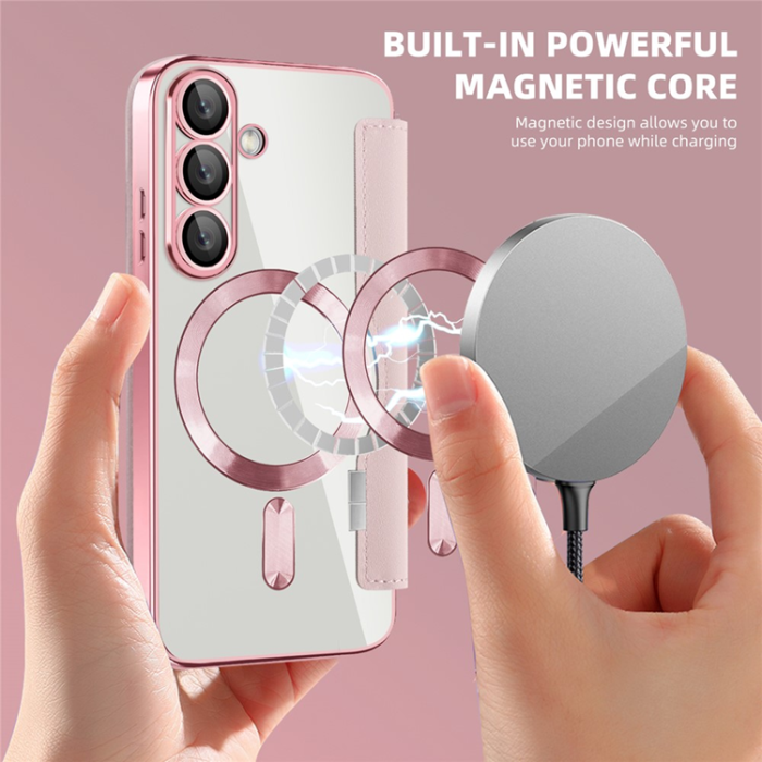 A-One Brand - Galaxy S25 Plånboksfodral MagSafe RFID Blocking - Rosa