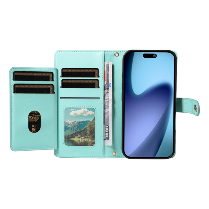 A-One Brand - iPhone Air Plånboksfodral Rhombus Läder - Ljusgrön