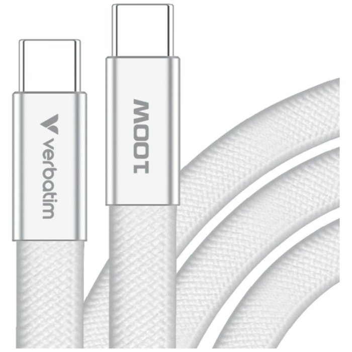 Verbatim - Verbatim USB-C Till USB-C Kabel 100W Soft Touch 1.2m - Vit