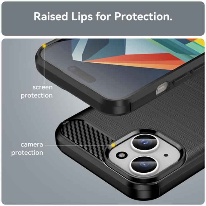 OEM - iPhone 15 Plus Mobilskal Carbon Fiber Brushed - Svart