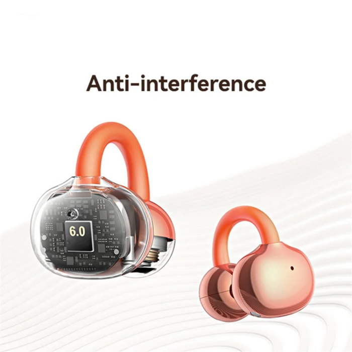 USAMS - USAMS Clip-On Trådlös Hörlurar Echo R03 Bluetooth 5.0 med 11 mm - Orange