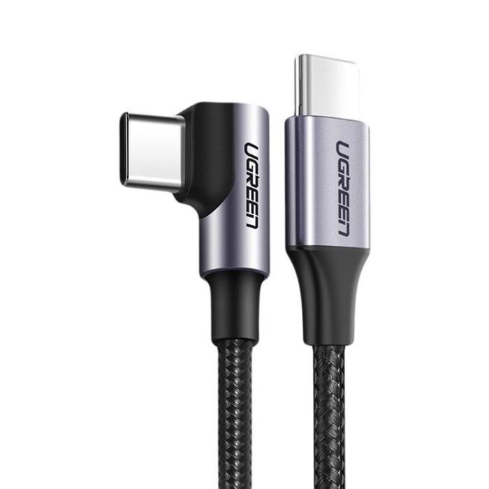 Ugreen - Ugreen Angle USB-C till USB-C kabel 60 W 1m - Svart/Grå