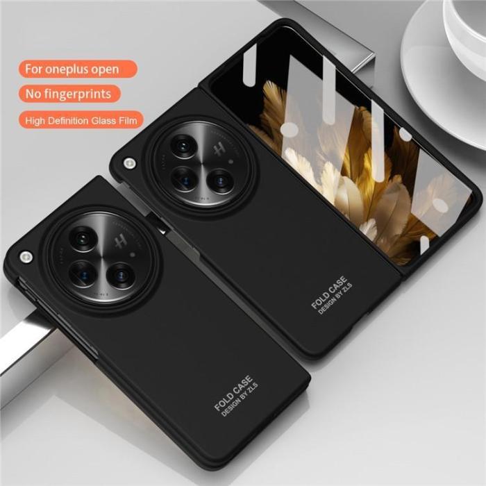 A-One Brand - OnePlus Open Mobilskal PC Folding med Härdat glas - Svart