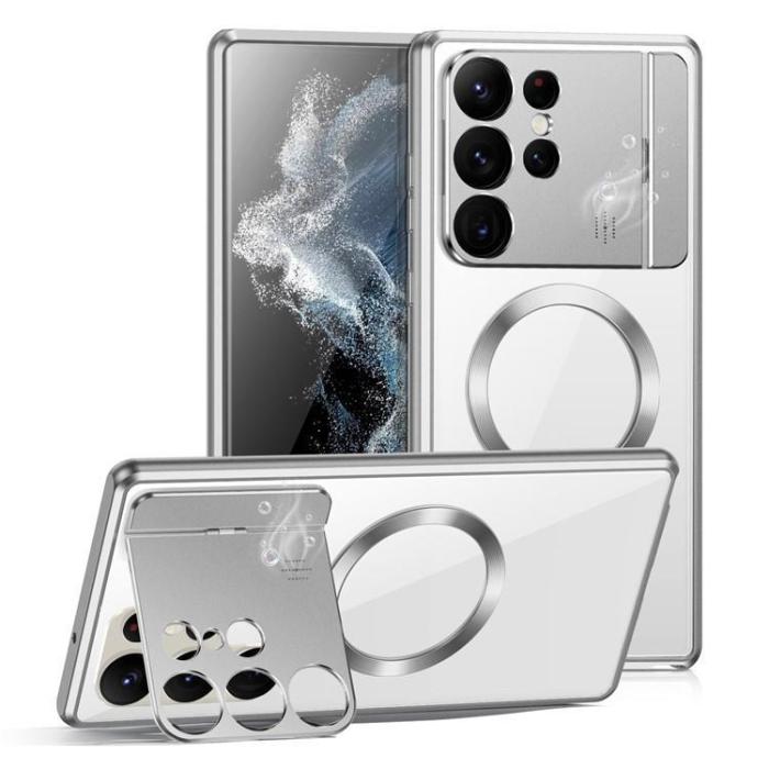 A-One Brand - Galaxy S22 Ultra Mobilskal Magsafe Aroma Kickstand - Silver