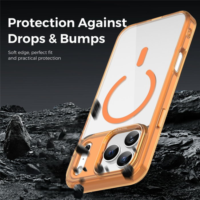 A-One Brand - iPhone 17 Pro Max Mobilskal MagSafe Transparent TPU+PC - Orange