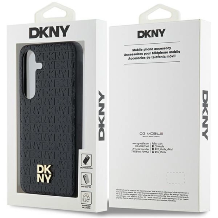 DKNY - DKNY Galaxy S24 Mobilskal Magsafe Läder Pattern Metal Logo
