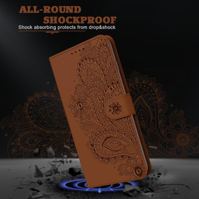OEM - Blommor iPhone 13 Pro Max Plånboksfodral - Brun